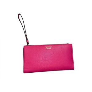 Pink Victoria's Secret wristlet wallet with zipper closure